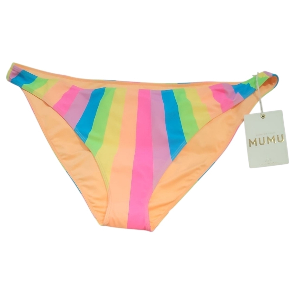Show Me Your MuMu jamaica rainbow Striped Bikini Bottom xxl nwt pink blue peach